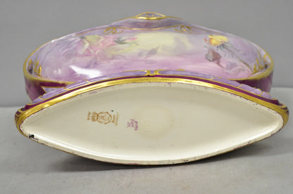 Antique Franz Anton Mehlem Royal Bonn Germany Art Nouveau Purple Jardinière Vase