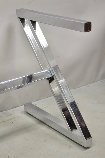 Vintage Mid Century Modern Chrome Frame Z Shaped Metal Desk Dining Table Base