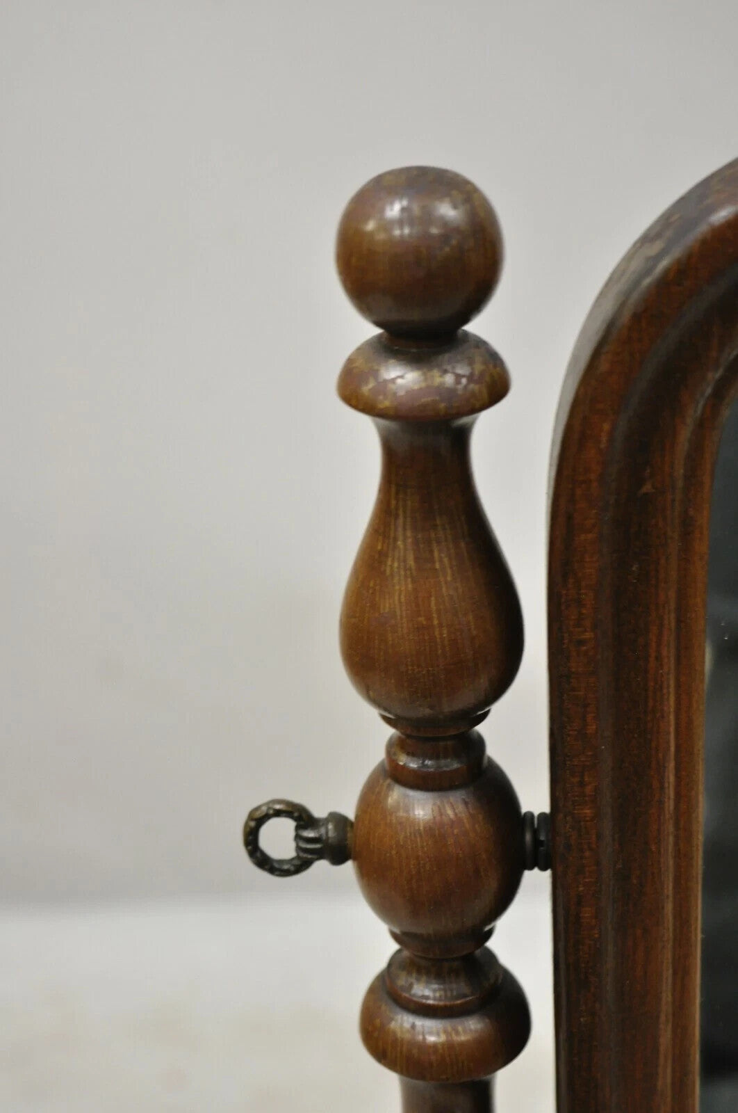Antique Jacobean Depression Era Walnut Vanity Dresser Pivoting Shaving Mirror