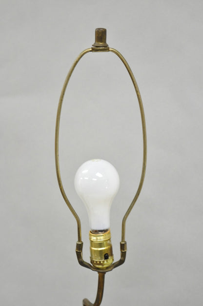 Antique French Renaissance Moreau Figural Metal Table Lamp, Wife & Farmer