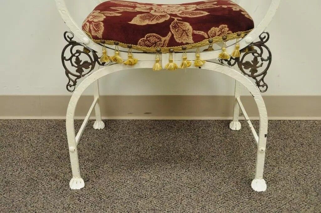 Antique Oscar Bach Wrought Iron and Bronze Renaissance Revival Throne Arm Chair