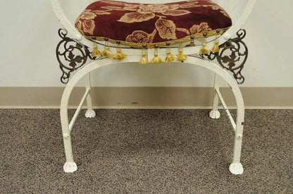 Antique Oscar Bach Wrought Iron and Bronze Renaissance Revival Throne Arm Chair