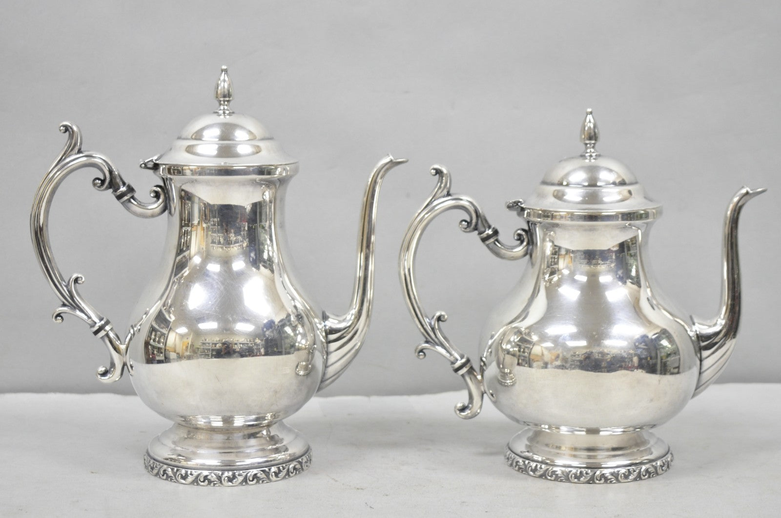 Vintage Victorian Silver Plated Coffee Pot & Tea Pot by National 3000 & 3001
