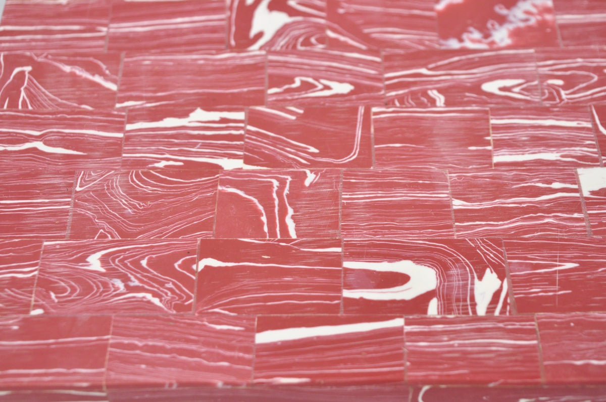 Modern Lava Marble Inlay Pink Coral Covered Jewelry Trinket Box by Current Home