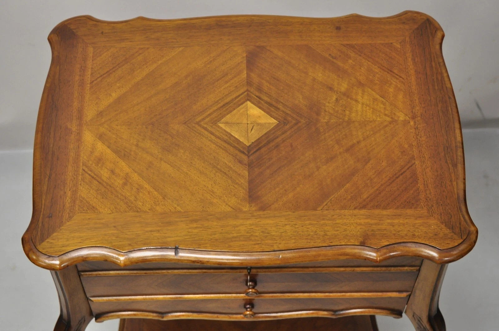 Antique French Victorian Mahogany Sewing Stand Nightstand Side Table w/ Flip Top