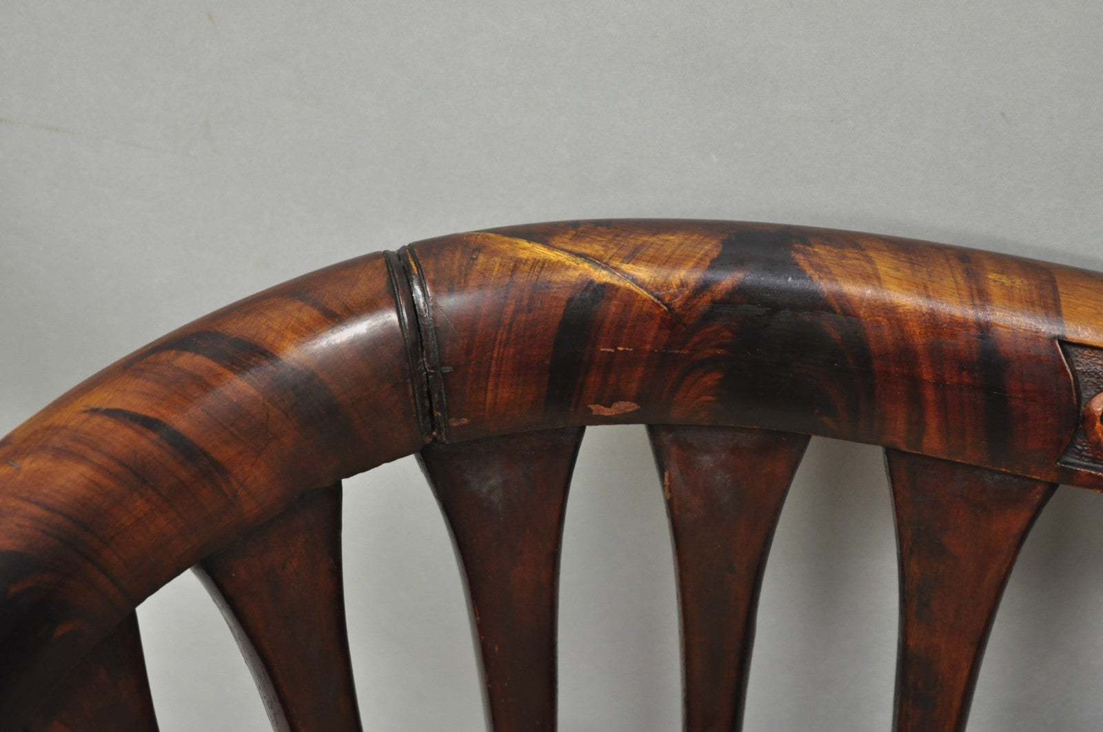 Antique Victorian Carved Mahogany Paw Foot Barrel Back Settee Loveseat Sofa