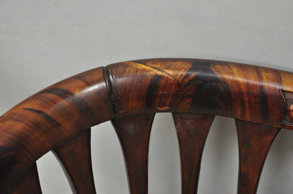 Antique Victorian Carved Mahogany Paw Foot Barrel Back Settee Loveseat Sofa