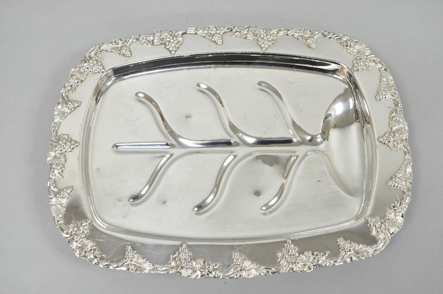 Antique English Victorian Silver Plated Grapevine Meat Cutlery Tray by Benedict