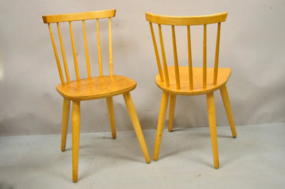 Vintage Mid Century Modern Spindle Back Birch Maple Side Chairs - a Pair
