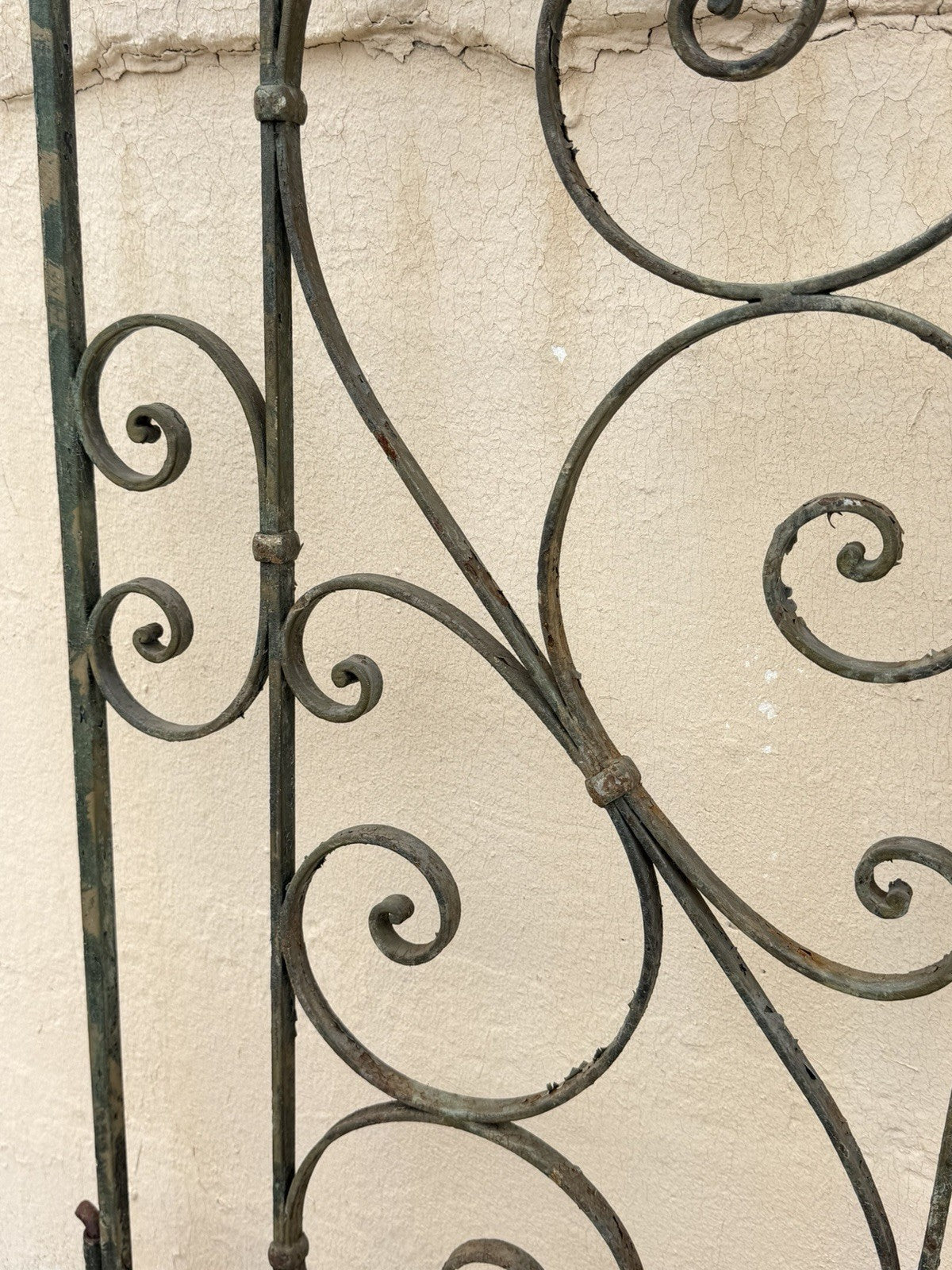 Antique Spanish Renaissance Scrolling Wrought Iron 57 x 45 Garden Entry Gate Set