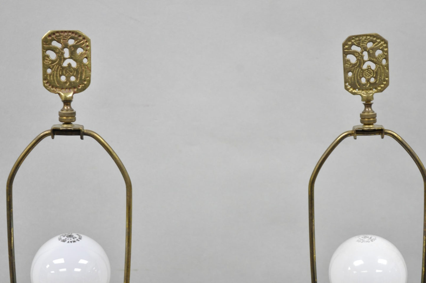 Vintage Chinoiserie Oriental Oatmeal Ginger Jar Ceramic Table Lamps - a Pair