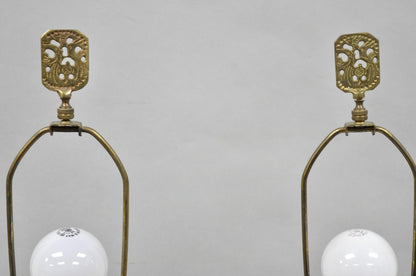 Vintage Chinoiserie Oriental Oatmeal Ginger Jar Ceramic Table Lamps - a Pair