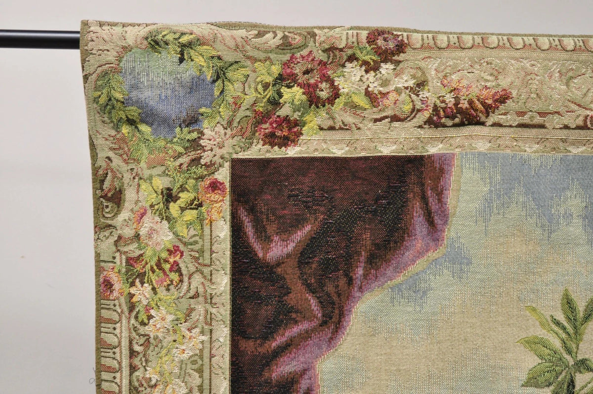 Jacquard Woven French Wall Tapestry Still Life Flowers & Mandolin by J&D