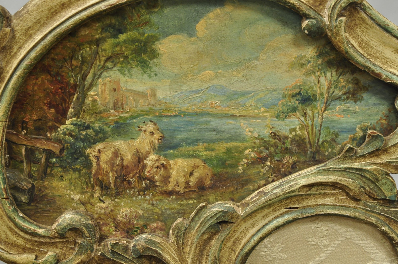 Antique French Louis XV Hand Painted Petite 3 Panel Folding Dressing Screen