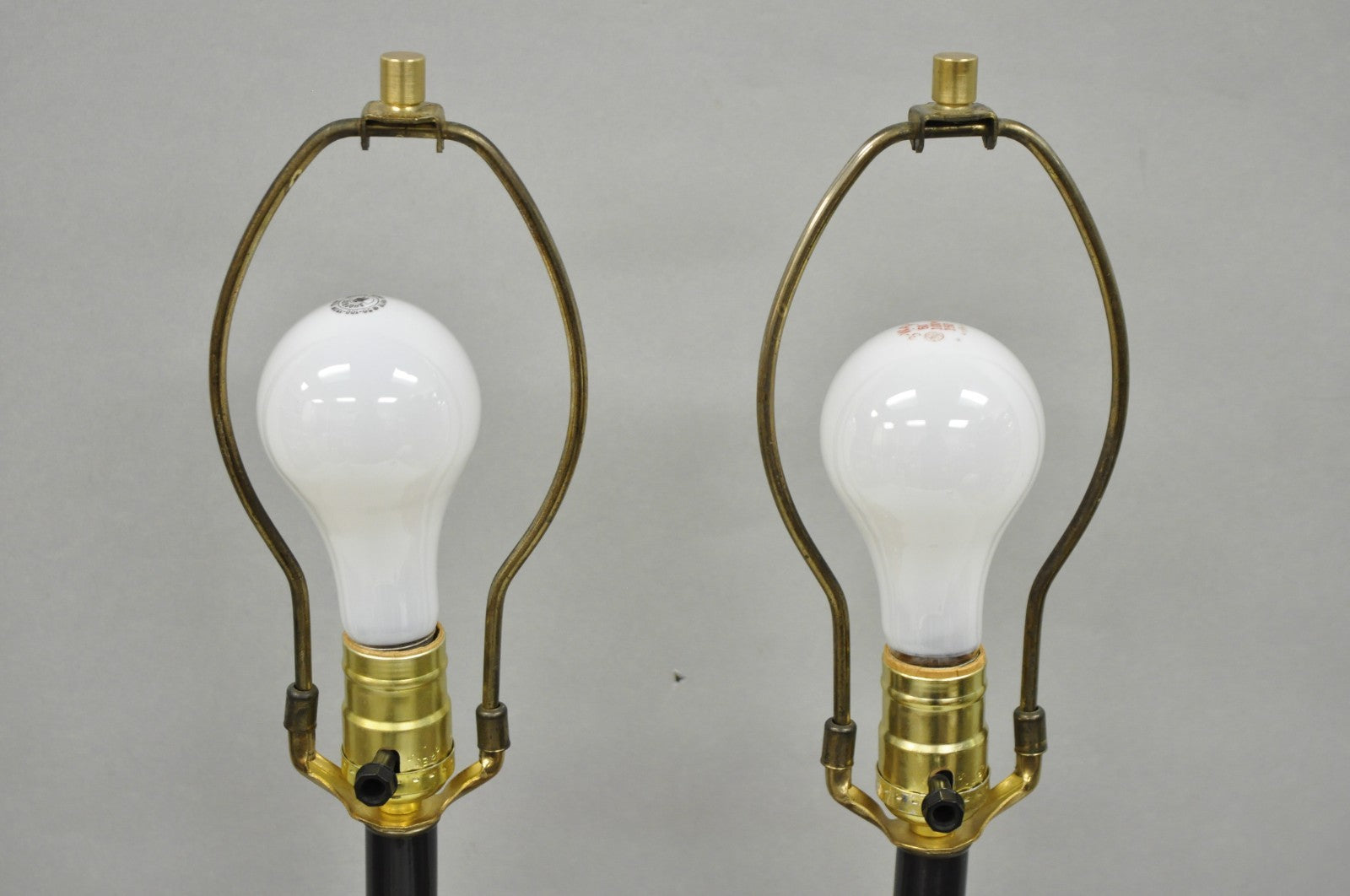 Vintage French Empire Style Polished Brown Marble Urn Form Table Lamps - a Pair