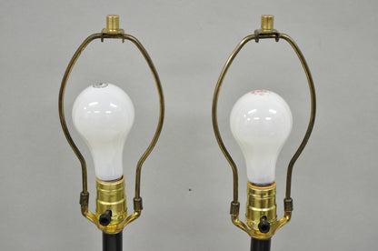 Vintage French Empire Style Polished Brown Marble Urn Form Table Lamps - a Pair