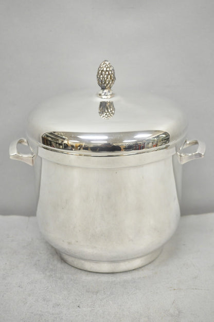 Vintage Sheffield Art Deco Silver Plated Glass Lined Covered Ice Bucket w/ Lid