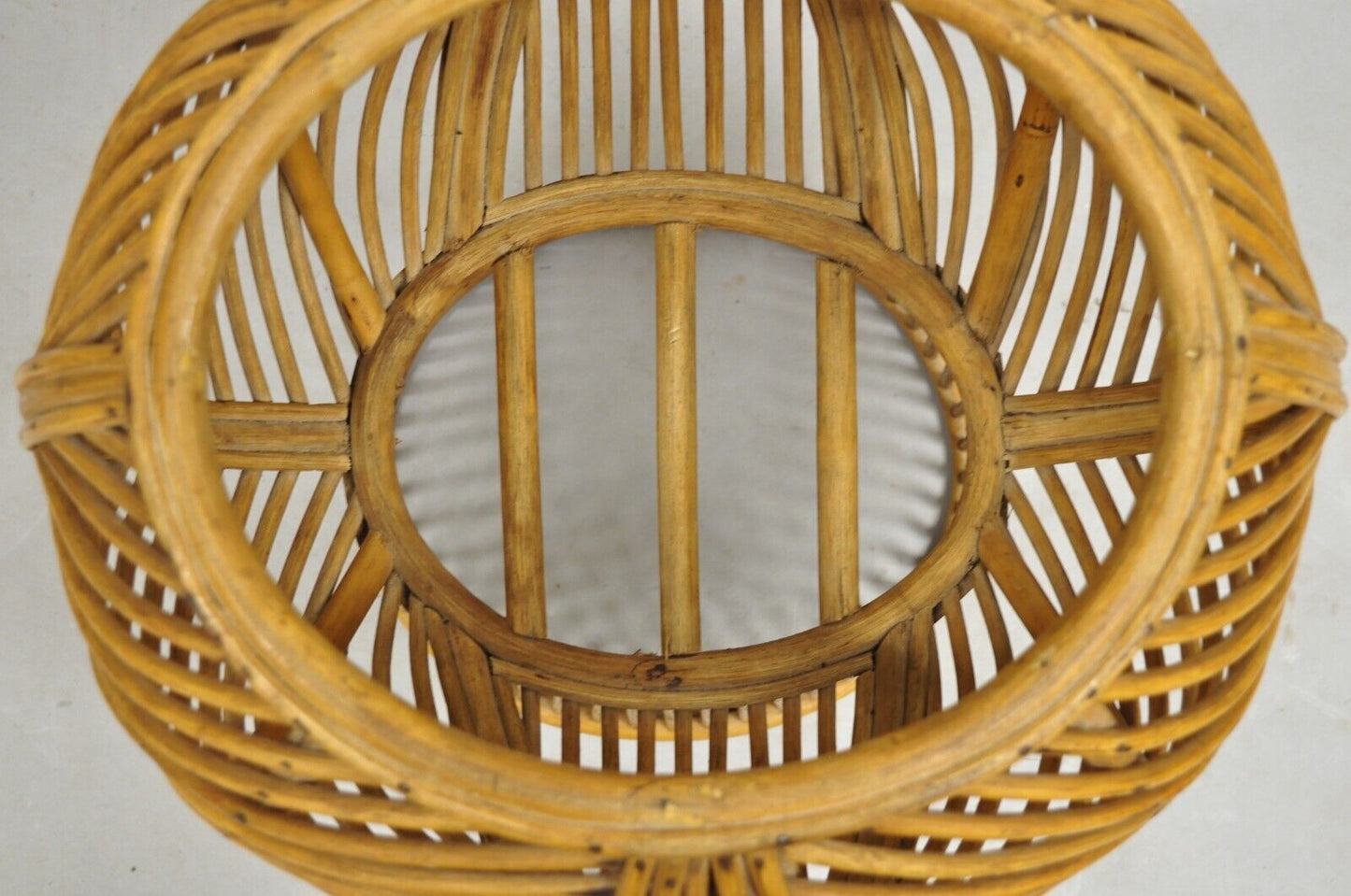 Vintage Mid Century Modern Woven Wicker Franco Albini Style Rattan Plant Stand