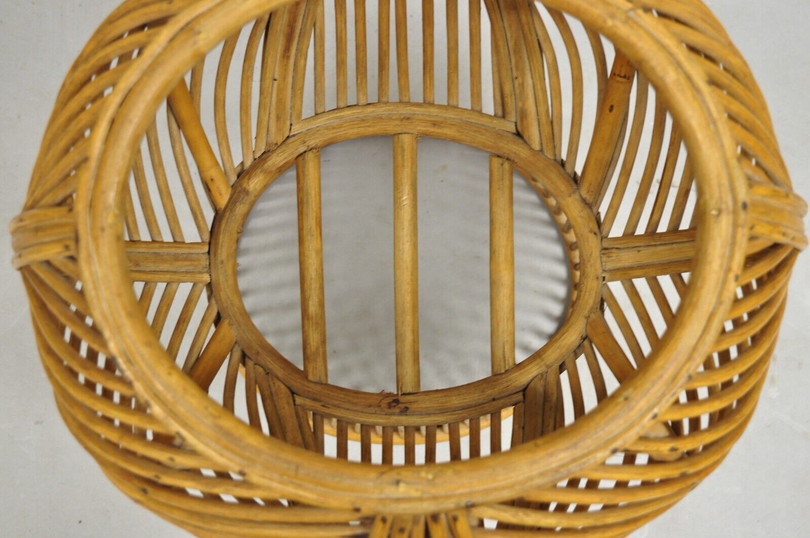 Vintage Mid Century Modern Woven Wicker Franco Albini Style Rattan Plant Stand