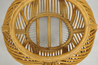 Vintage Mid Century Modern Woven Wicker Franco Albini Style Rattan Plant Stand