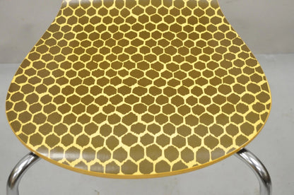 Modern Honeycomb Print Arne Jacobsen Series 7 Style Side Chairs - Set of 3