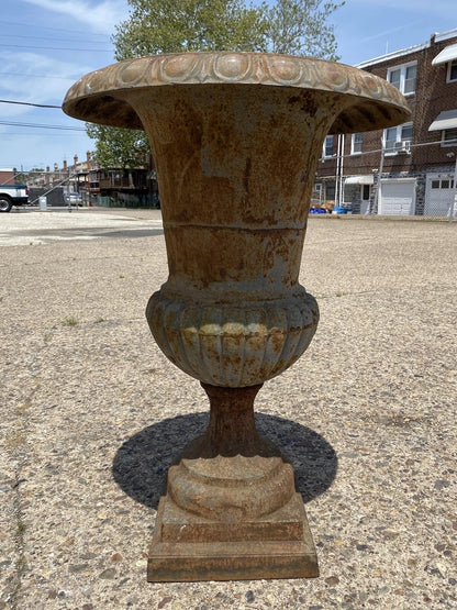 Vintage French Style Large 37" Cast Iron Campana Urn Outdoor Garden Planter Pot