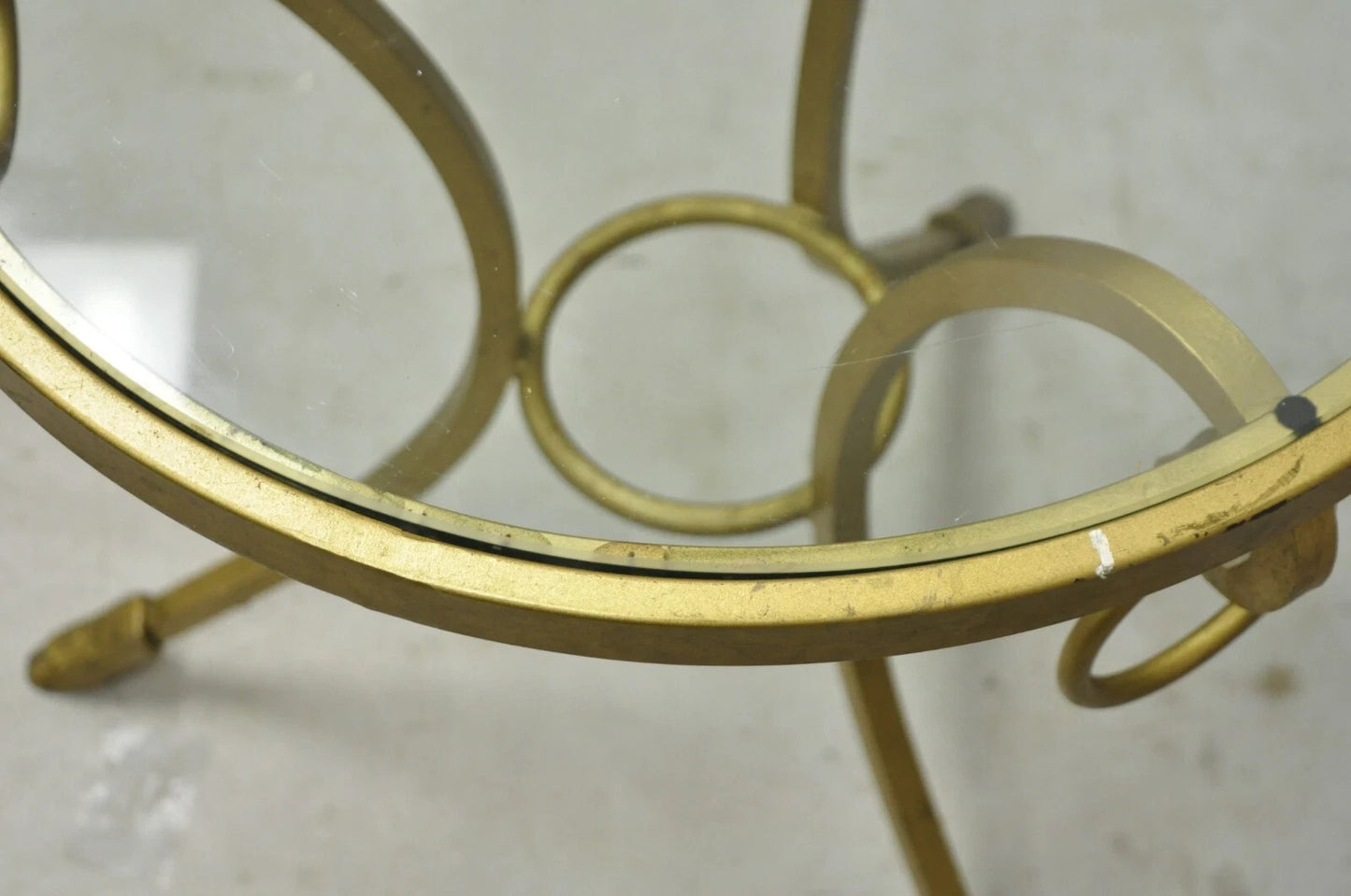 Decorator Italian Neoclassical Style Gold Hoof Foot Round Occasional Side Table