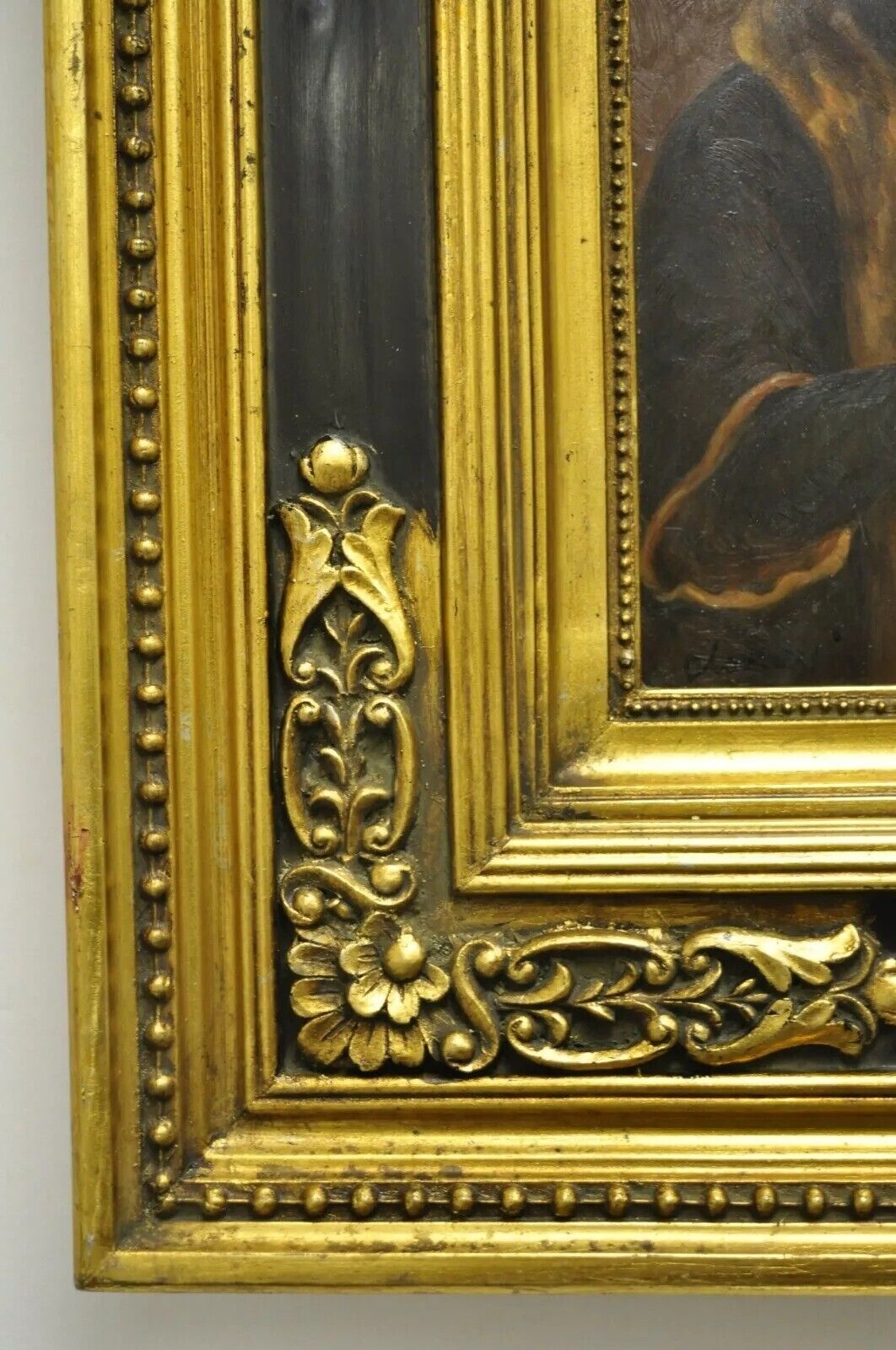 JG Clonney Oil on Board Framed Royal Dog Golden Lab Anthropomorphism Painting