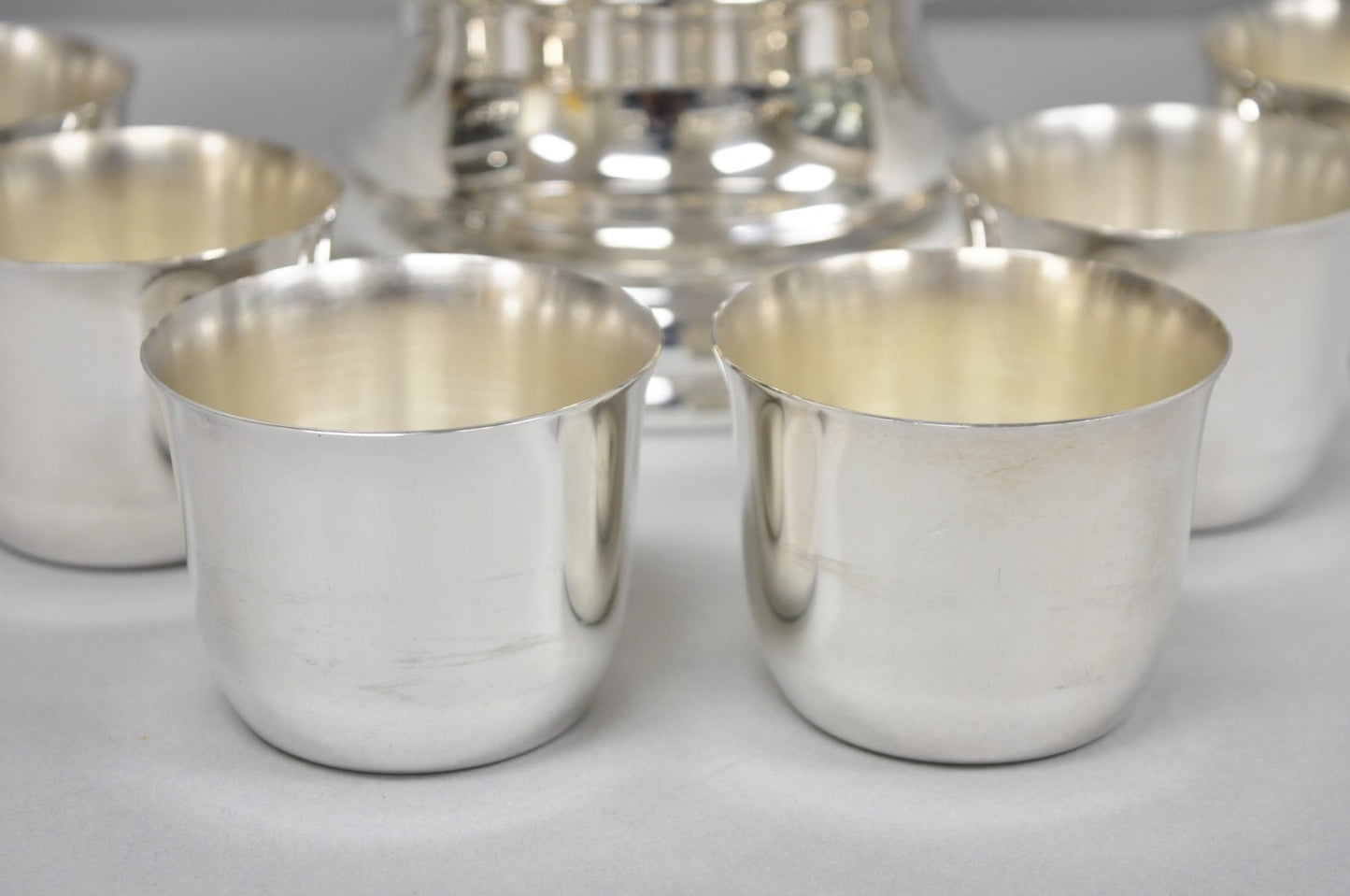 Vintage Sheridan Mid Century Modern Silver Plated Punch Bowl Set w/ 10 Cups