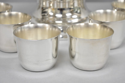 Vintage Sheridan Mid Century Modern Silver Plated Punch Bowl Set w/ 10 Cups