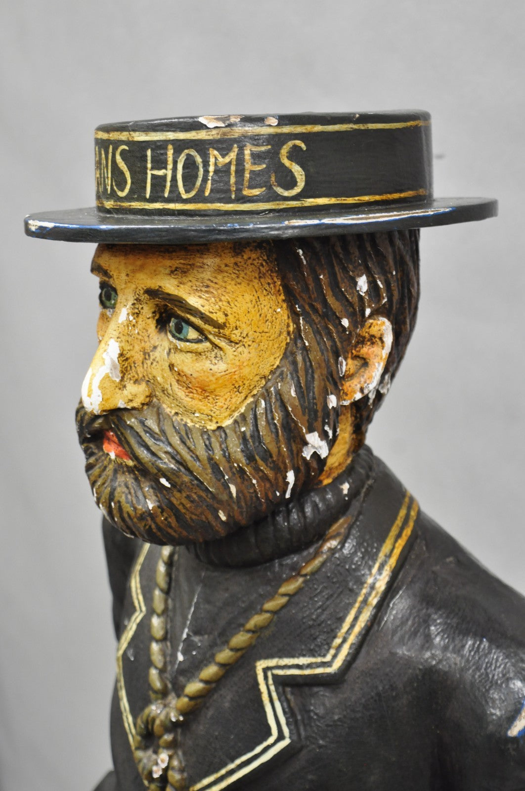 54" Tall Maritime Nautical Wood Peg Leg Seaman Bank Figure "Please Give a Penny"