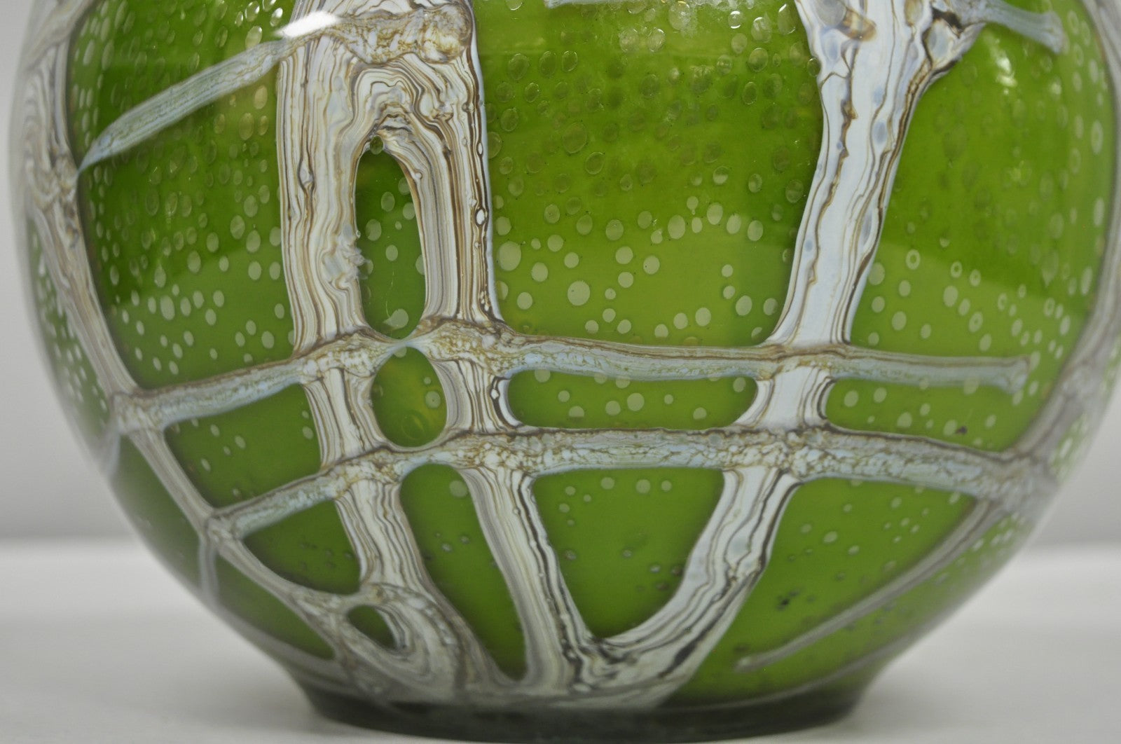 Vintage Italian Mid Century Modern Hand Blown Bubble Glass Green Studio Vase