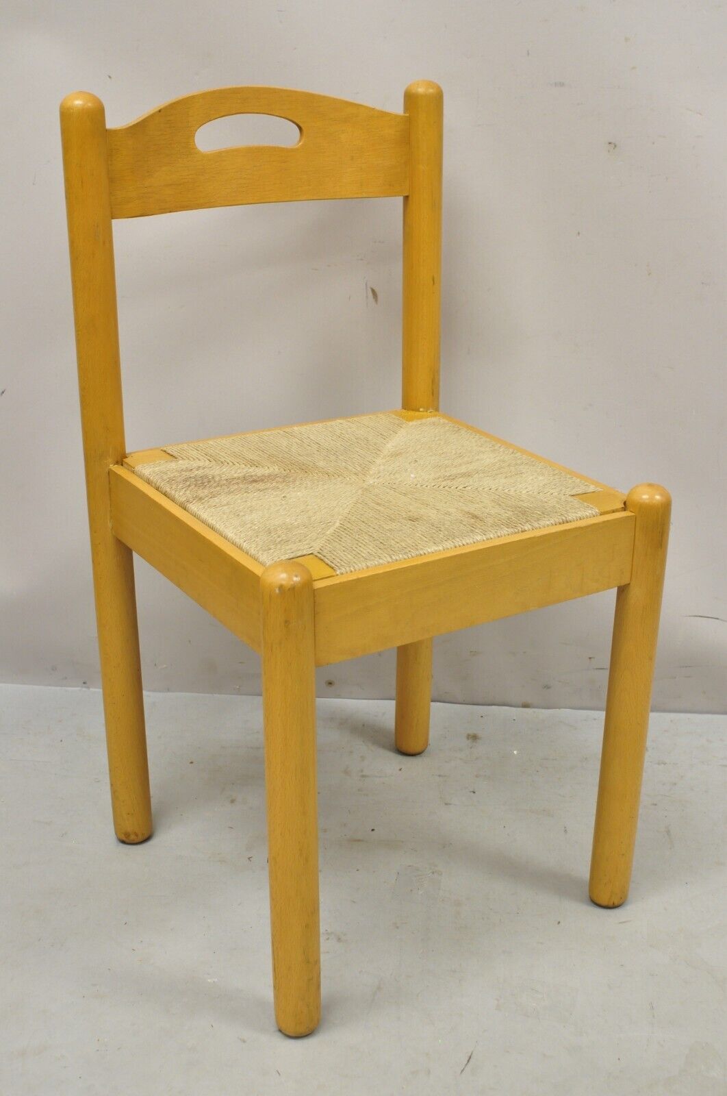 Mid Century Modern Birch Maple Bentwood Dining Chairs Rope Cord Seats - Set of 6
