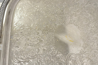 Vintage Victorian Silver Plated Regency Twin Handle Bar Platter Serving Tray