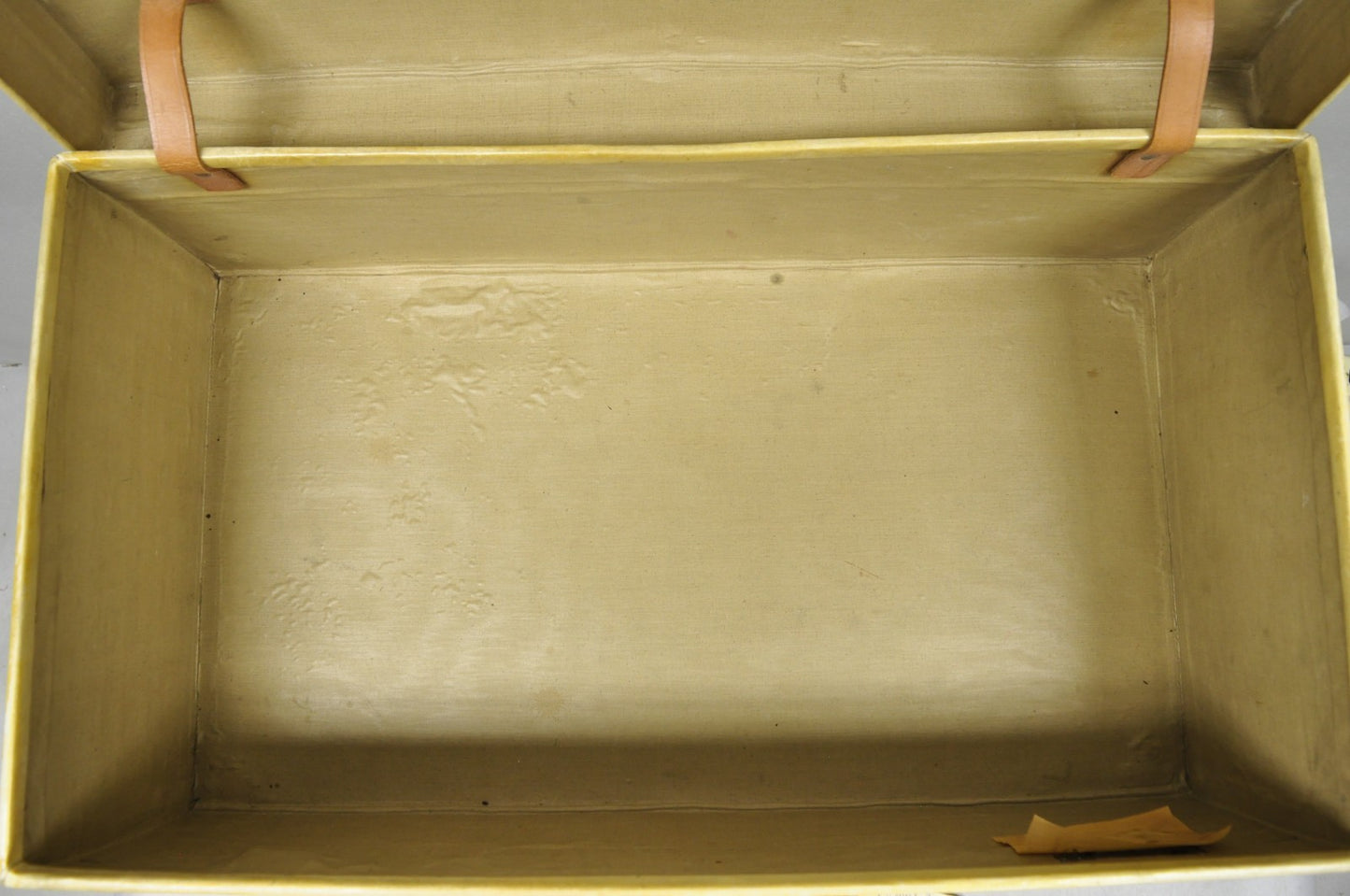 Antique 1930s French Vellum Parchment Large 30" Cream Hard Case Suitcase Luggage