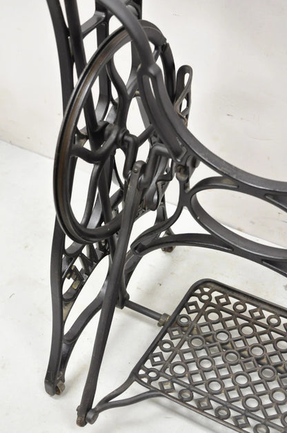 Antique Black Cast Iron Treadle Sewing Machine Table Base by New Home