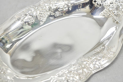 Superior Silver Grapevine Repousse Silver Plated Bread Plate Tray Trinket Dish
