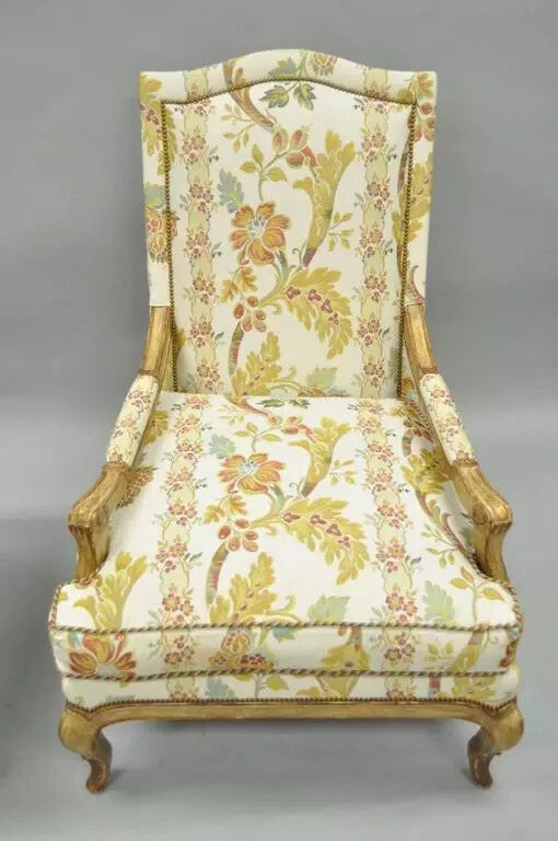 Nancy Corzine French Country Provincial Louis XV Bergere Lounge Chair & Ottoman
