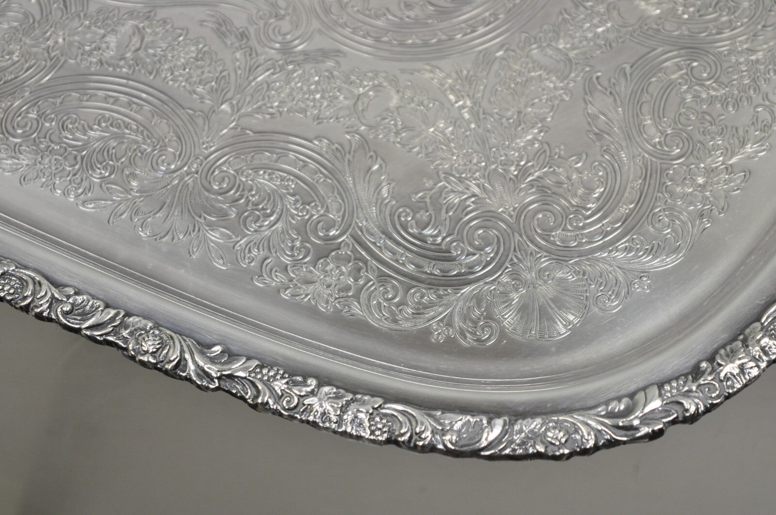 Vintage Victorian International Silver Co Silver Plated Bar Serving Platter Tray