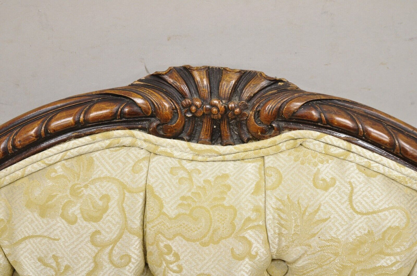 Antique French Louis XV Style Carved Walnut Serpentine Settee Sofa Loveseat