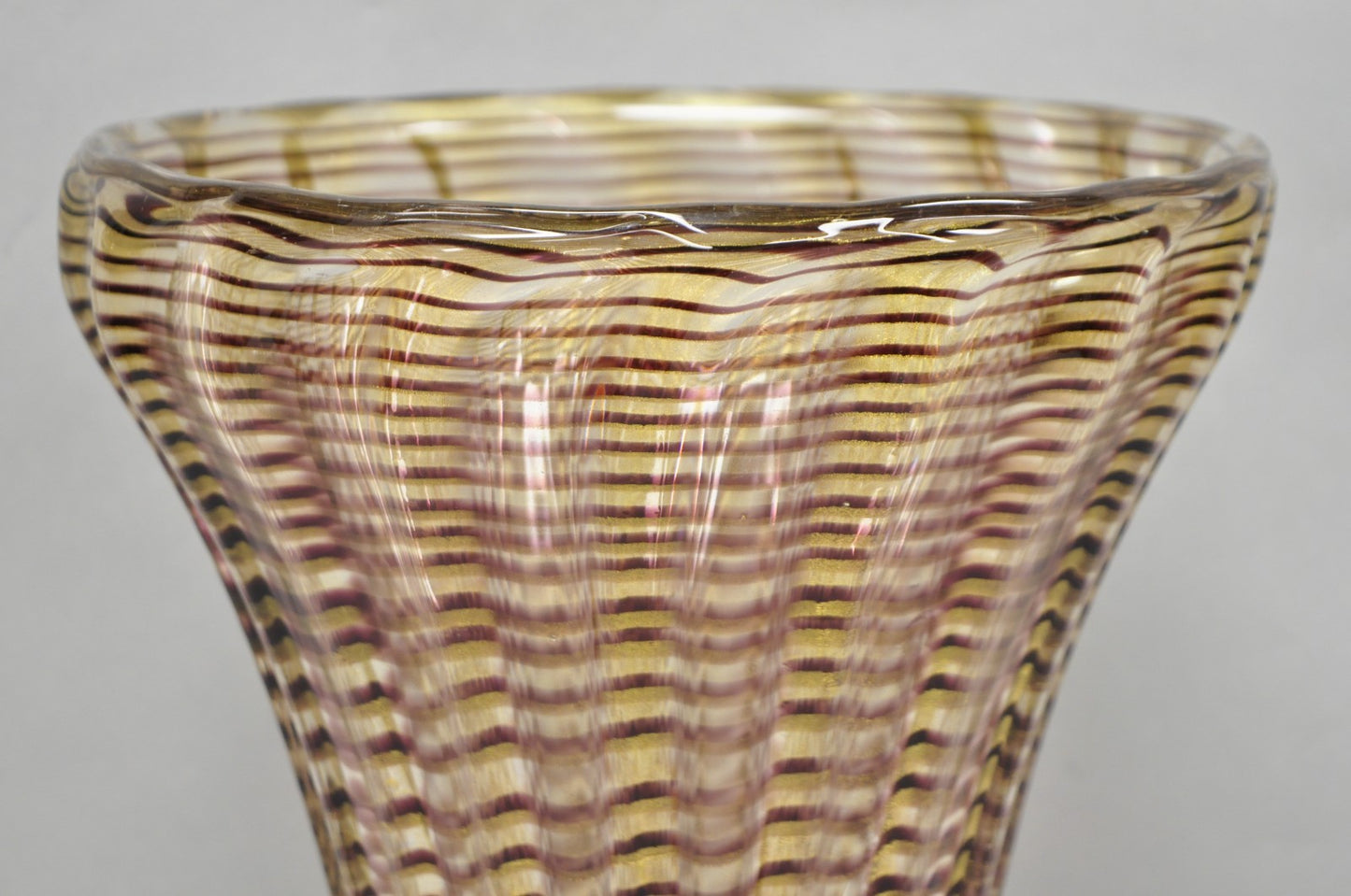 Ercole Barovier Zebrato Murano Art Glass Vase Zebrati for Ferro Toso Barovier