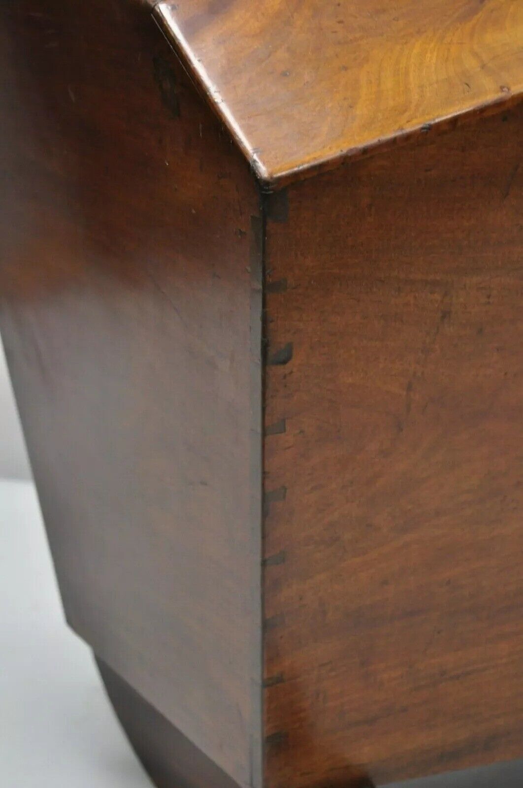 Antique Victorian Dovetailed Crotch Mahogany Wooden Hooded Baby Cradle