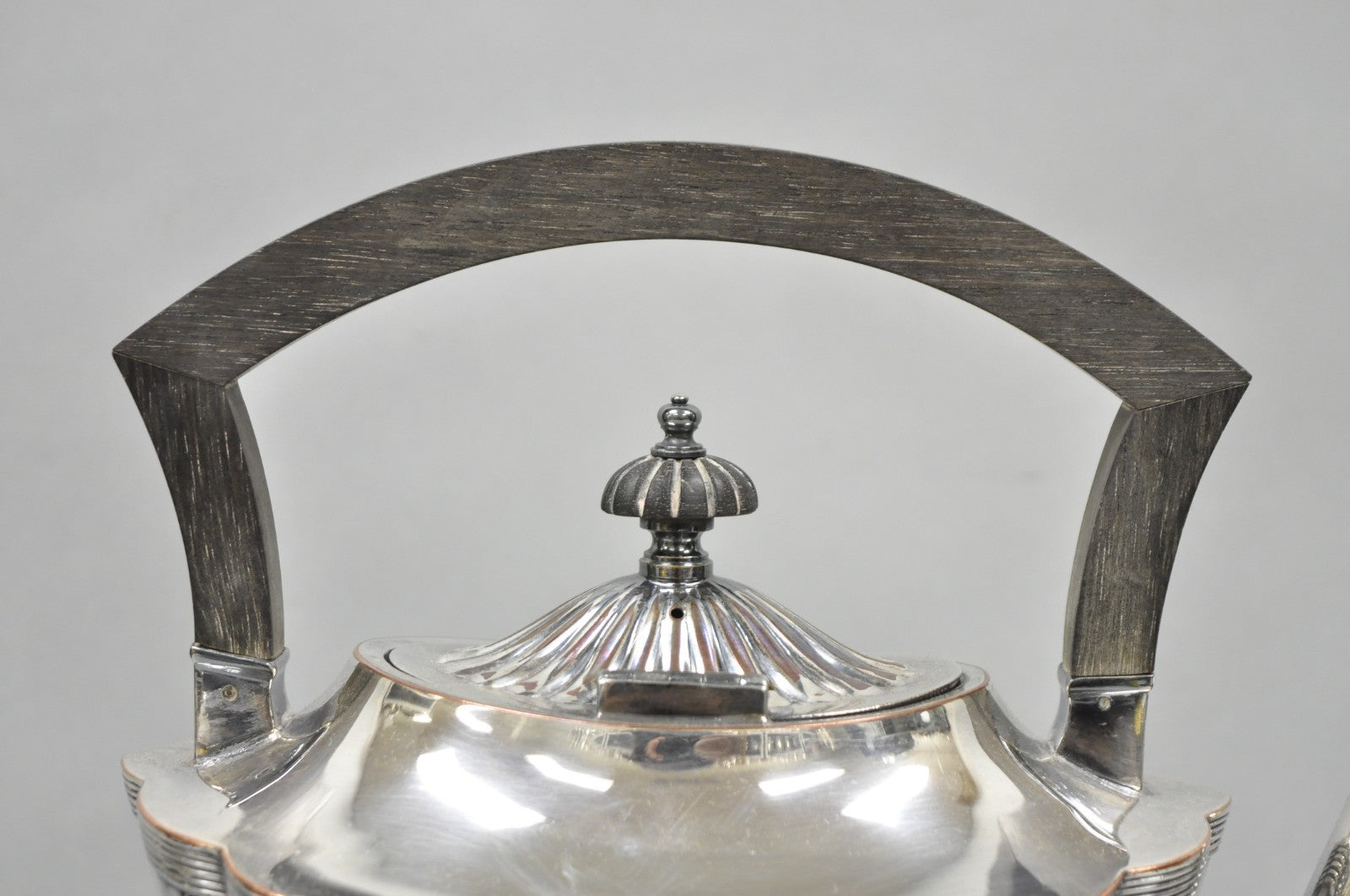 Antique English Art Nouveau Silver Plated Tilting Tea Kettle Pot on Stand