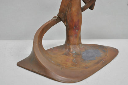 Antique Art Nouveau Austrian Bronze Woman Figural Sculpture Candlestick Holder