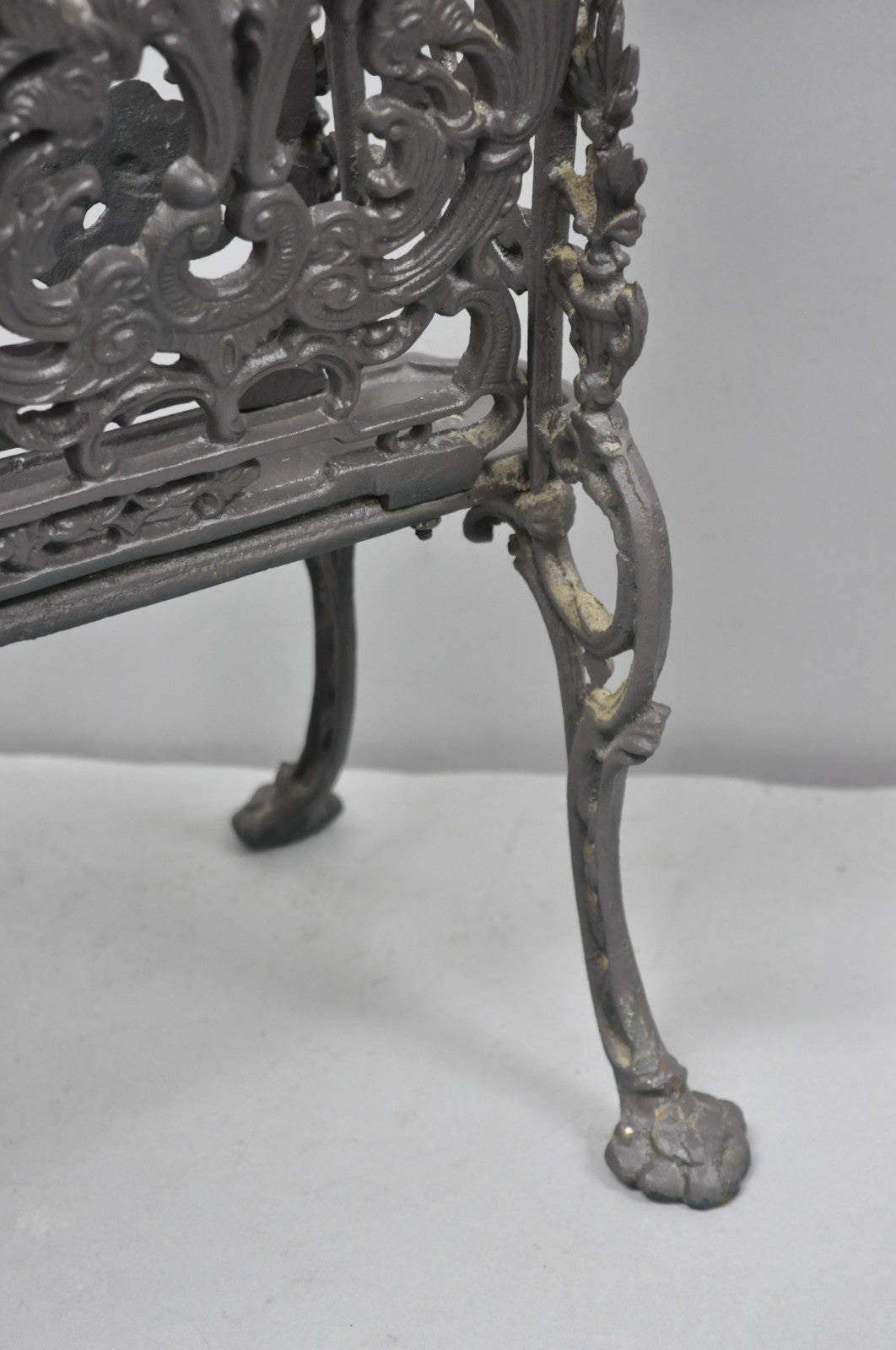 Vintage French Renaissance Victorian Style Cast Iron Magazine Rack with Cherubs