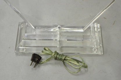 Vintage Mid Century Modern Faceted Hexagon Diamond Clear Lucite Table Lamp