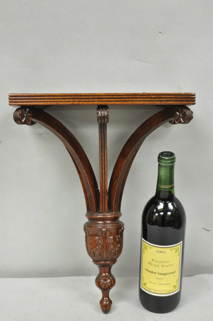 Regency Style Mahogany Plume Prince of Wales Carved Wall Mount Bracket Shelf