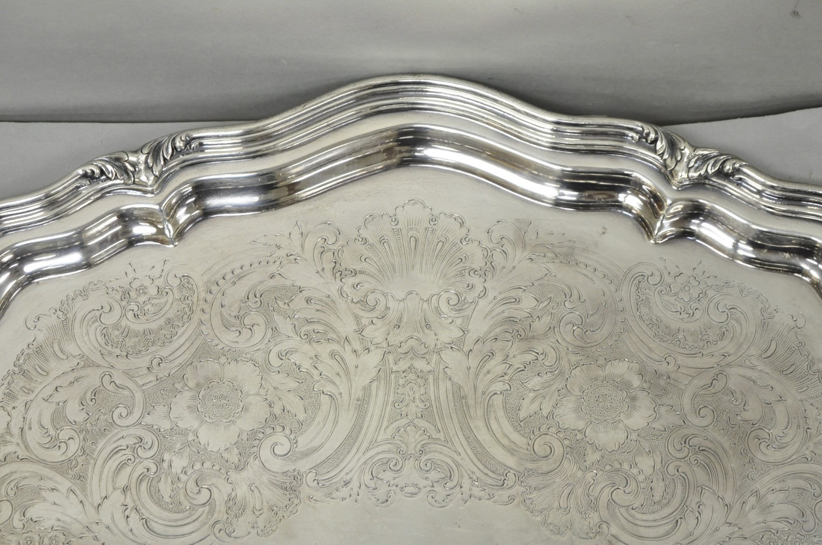 Antique Reed & Barton Winthrop Silver Plated Victorian Bar Serving Platter Tray