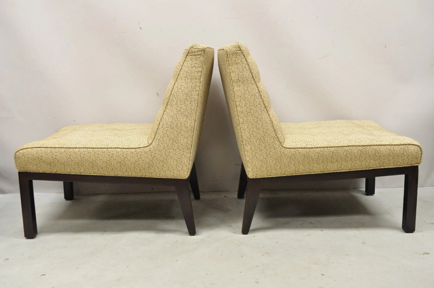 Vintage Edward Wormley for Dunbar Wood Frame Slipper Lounge Chairs - a Pair