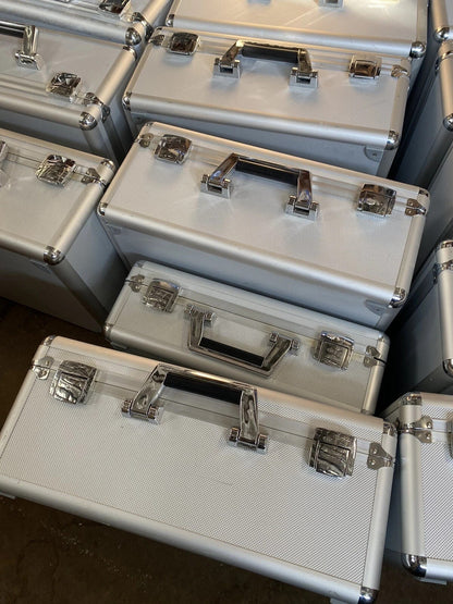 Modern Silver Aluminum Metal 17" Hard Case Storage Box Briefcase Carry On Bag